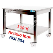 Tavolo Inox Professionale su Ruote cm 60x60x95