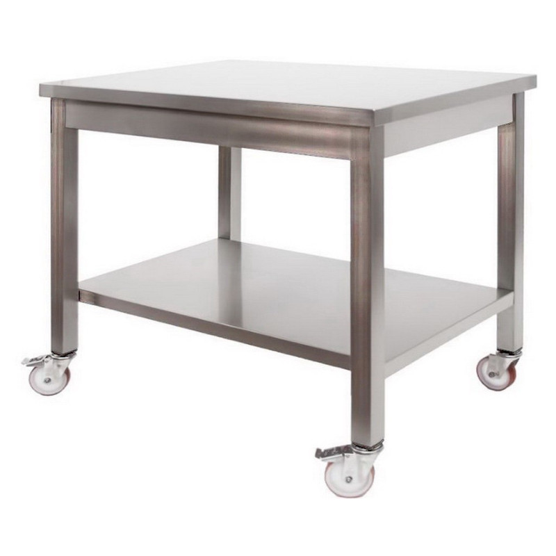 Tavolo Inox Professionale su Ruote cm 60x60x95