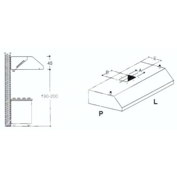 Cappa a Parete Senza Motore in Acciaio Inox cm 160x110x45